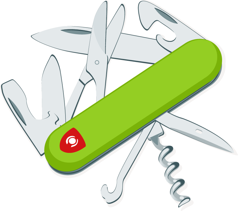couteau suisse vert multifonctions symbolisant la pluridisciplinarité des ingénieurs NEPSEN