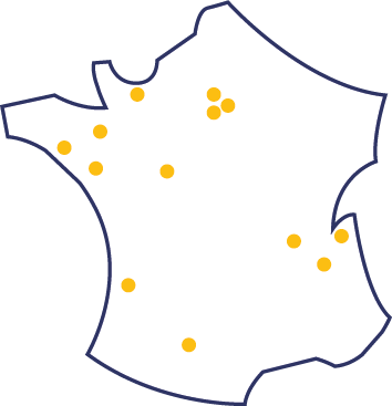 carte de France représentant les 13 agences NEPSEN