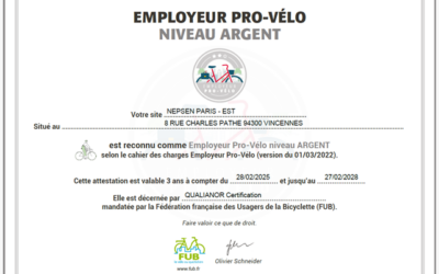 NEPSEN labellisée Employeur Pro-Vélo