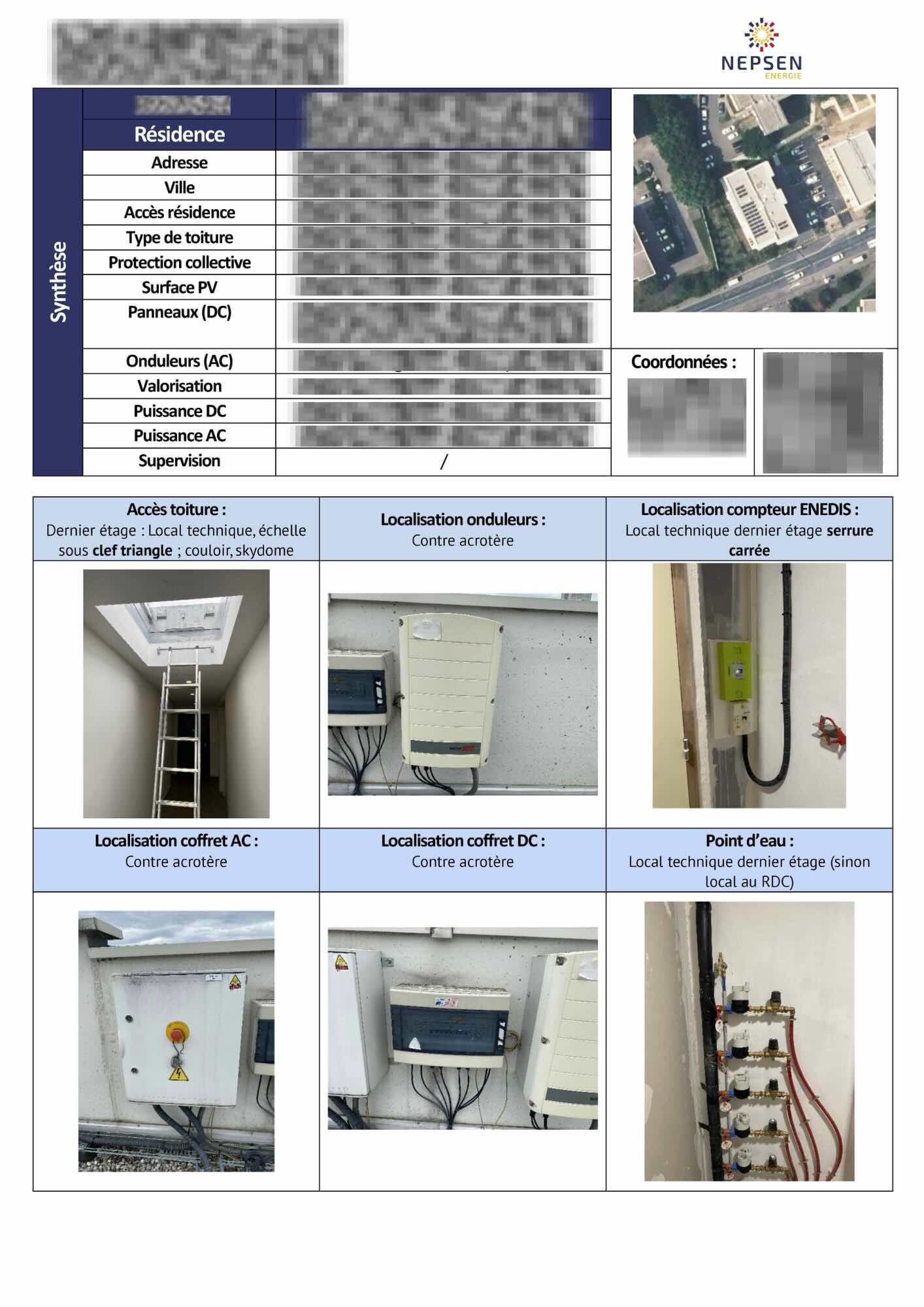 Patrimoine Photovoltaïque - Exemple de fiche de maintenance