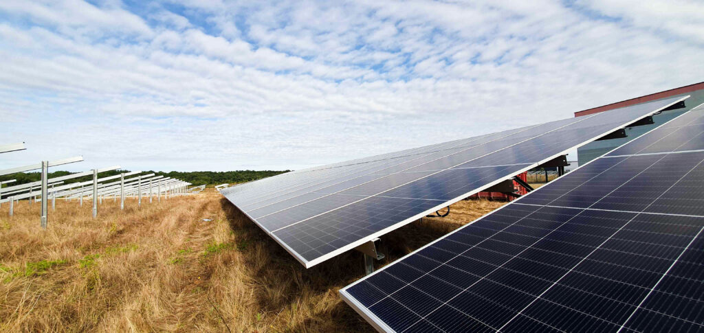 Vue en pied du champ photovoltaïque